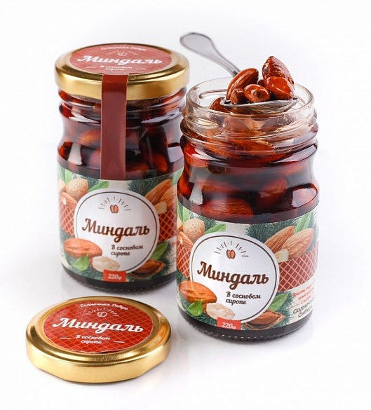 Миндаль в сиропе из сосновой шишки, 220гр. 