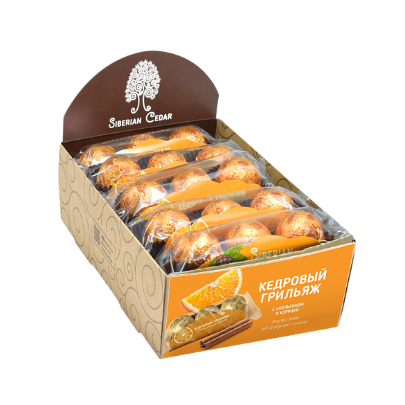 Кедровый грильяж с апельсином и корицей в шоколадной глазури 400 гр шоу бокс