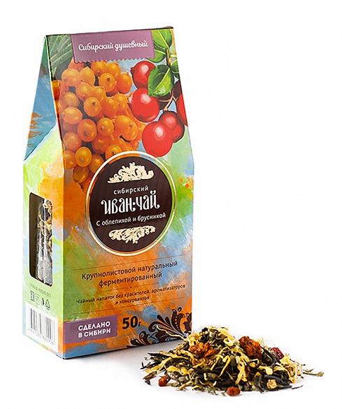 Сибирский Иван чай с облепихой и брусникой 50 гр. картон упаковка