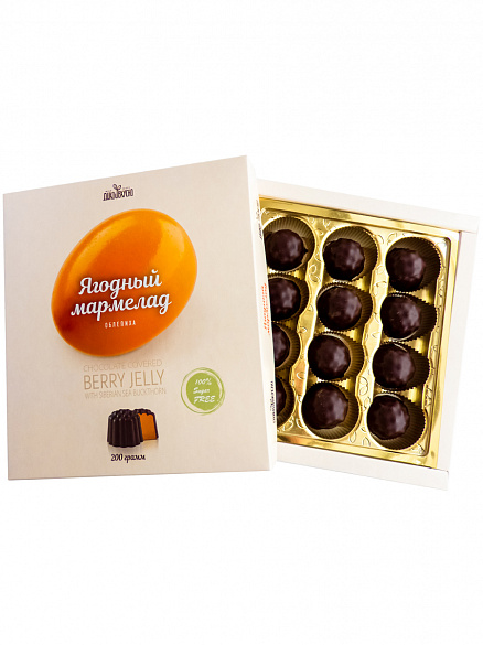 Мармелад Облепиховый в шоколадной глазури, 200 гр 