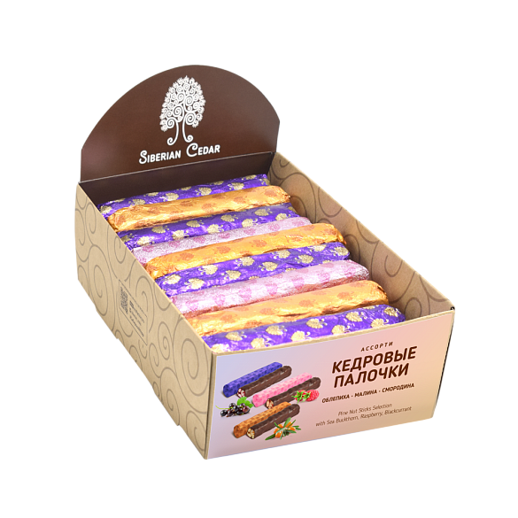 Кедровые палочки Ассорти 640 гр в шоколадной глазури коробка шоу бокс