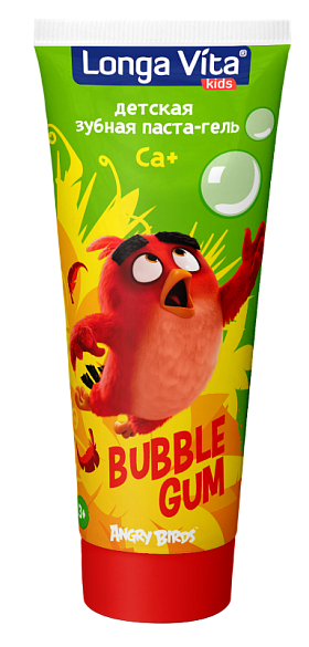  Детская зубная паста-гель Longa Vita для детей от 3-х лет серии Angry Birds Bubble Gum