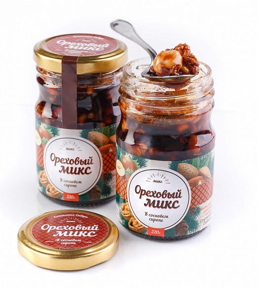 Ореховый МИКС в сиропе из сосновой шишки, 220гр