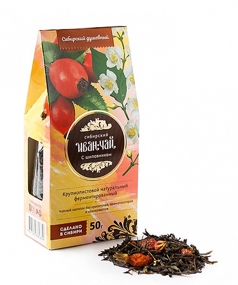 Сибирский Иван чай " С шиповником и цветами таволги" 50 гр картон упаковка