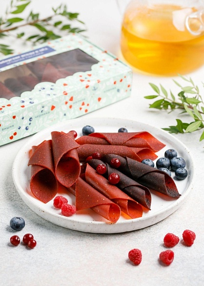 Ягодная Пастила ягоды и мед черника, клюква, малина, вишня 250 г