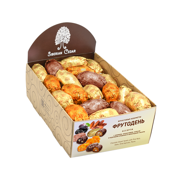 Конфеты Фрутодень с кедровыми орешками шоу бокс 640 гр
