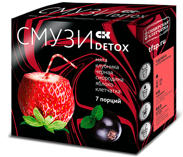 "СМУЗИ СК" "DETOX" мята, клубника, чёрная смородина, яблоко 