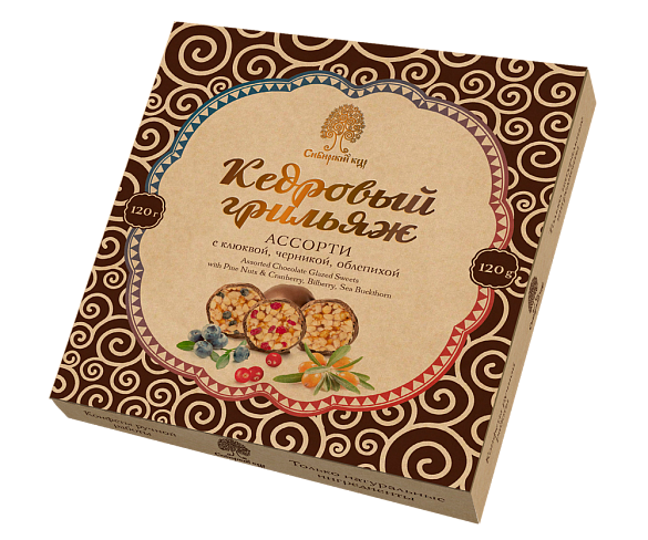 Кедровый грильяж ассорти в шоколадной глазури 120 гр