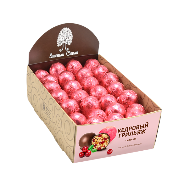 Кедровый грильяж с клюквой в шоколадной глазури 540гр шоу бокс