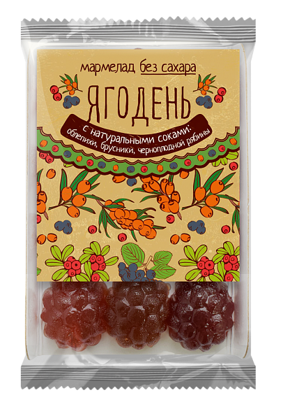Мармелад Ягодень ассорти брусника, облепиха, арония 165 гр